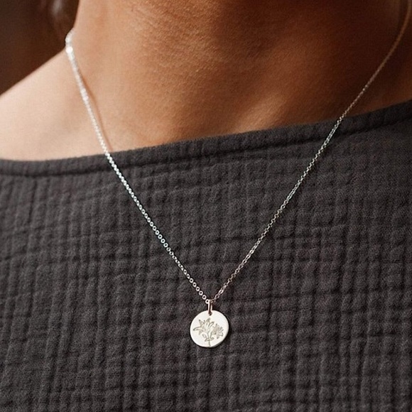 Lily May Birth Flower Engraved Dainty GiftNecklace - Picture 1 of 15